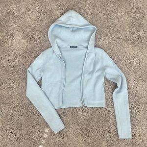 Brandy Melville light blue cropped zip up hoodie